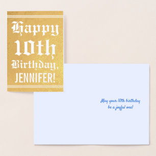 Traditionelle Goldfolie zum 10. Geburtstag mit ind Folienkarte