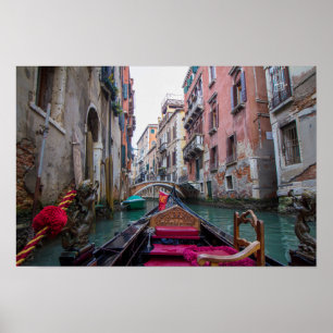Traditionelle Gondelfahrt Venedig Schmaler Kanal Poster