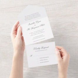 Traditionelle graue feierliche Hochzeit All In One Einladung