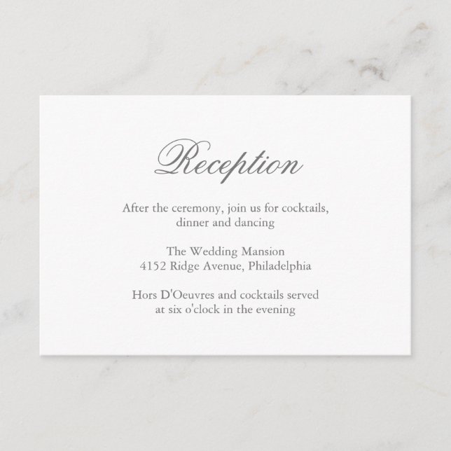 Traditionelle graue feierliche Hochzeit Begleitkarte (Vorderseite)