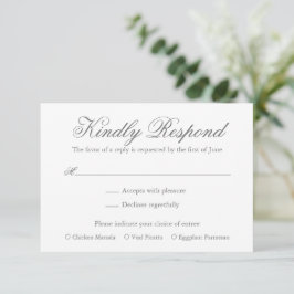 Traditionelle graue feierliche Hochzeit RSVP Karte