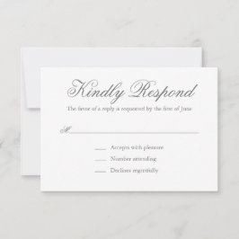 Traditionelle graue feierliche Hochzeit RSVP Karte