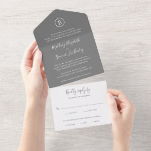 Traditionelle graue Hochzeit All In One Einladung