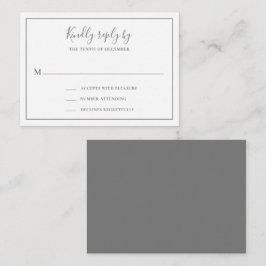 Traditionelle Gray Elegant Mini Wedding RSVP Karte