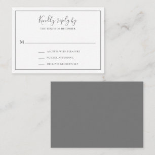 Traditionelle Gray Elegant Wedding Mini RSVP Karte