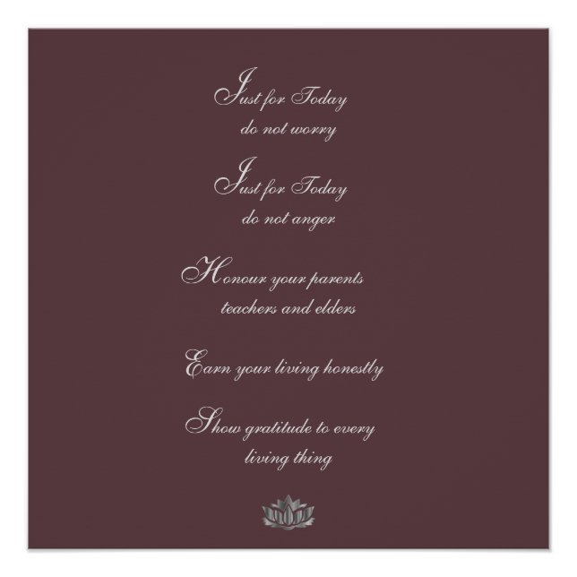 Traditionelle Grundsätze des Reiki Poster (Vorderseite)