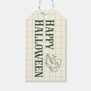 Traditionelle Grüne Geister Happy Halloween Tags Geschenkanhänger