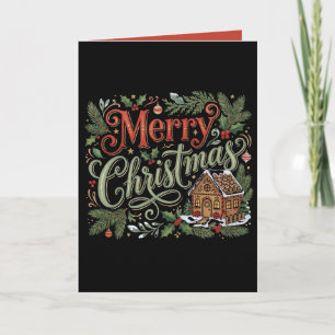 Traditionelle Handlettering-Weihnachtslebkuchen Feiertagskarte
