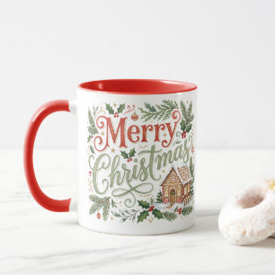 Traditionelle Handlettering-Weihnachtslebkuchen Tasse