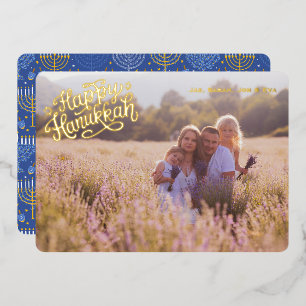 Traditionelle Hanukkah Card Ein Foto Gemustertes G Folien Feiertagskarte