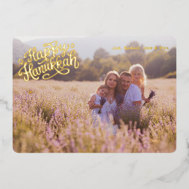 Traditionelle Hanukkah Card Ein Foto Gemustertes G Folien Feiertagskarte