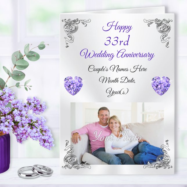 Traditionelle Happy 33. Wedding Anniversary Card Karte (Personalized, 33rd wedding anniversary cards. 33 years of marriage. 33rd wedding anniversary symbol.)