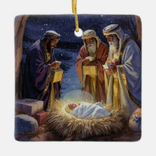 Traditionelle Heiligen Drei Könige Weihnachtsdarst Keramikornament