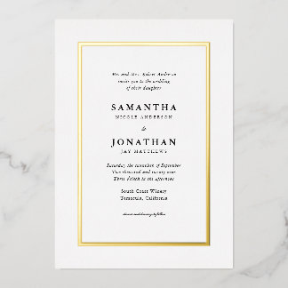 Traditionelle Hochzeit am Goldrand Folieneinladung