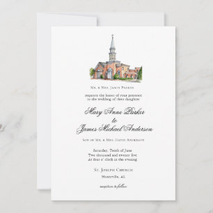 Traditionelle Hochzeit der Wasserfarbenkirche Einladung
