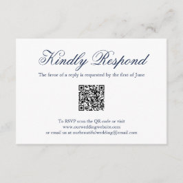 Traditionelle Hochzeit des Navy-Blue-Formal-QR-Cod RSVP Karte