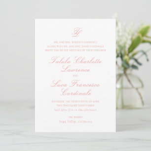 Traditionelle Hochzeit in Korallenrosa Einladung