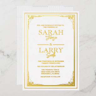 Traditionelle Hochzeit mit edlem Gold Folieneinladung