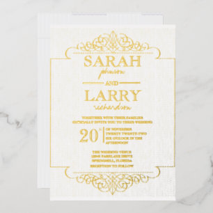 Traditionelle Hochzeit mit elegantem Gold Folieneinladung