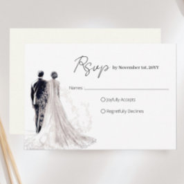 Traditionelle Hochzeit mit elegantem Skript RSVP Karte