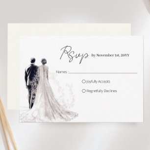 Traditionelle Hochzeit mit elegantem Skript RSVP Karte