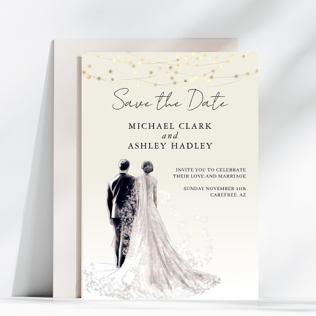 Traditionelle Hochzeit mit elegantem Skript Save The Date (Von Creator hochgeladen)