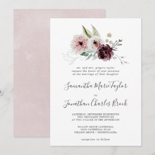Traditionelle Hochzeit mit floraler Romantik Einladung