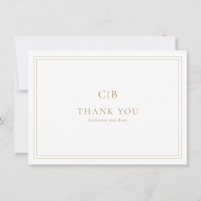 Traditionelle Hochzeit mit Gold Dankeskarte (Vorderseite)