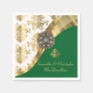 Traditionelle Hochzeit mit weißem, grünem und gold Serviette