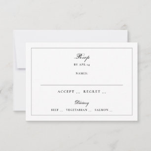 Traditionelle Hochzeit mit weißem schwarzen Rand RSVP Karte