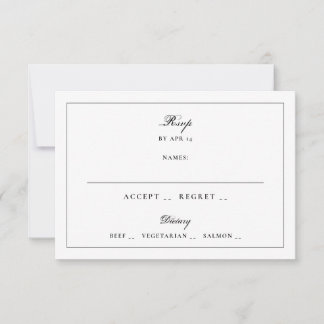 Traditionelle Hochzeit mit weißem schwarzen Rand RSVP Karte