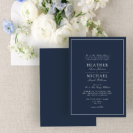 Traditionelle Hochzeit von Navy-Klassik-Schrift Einladung