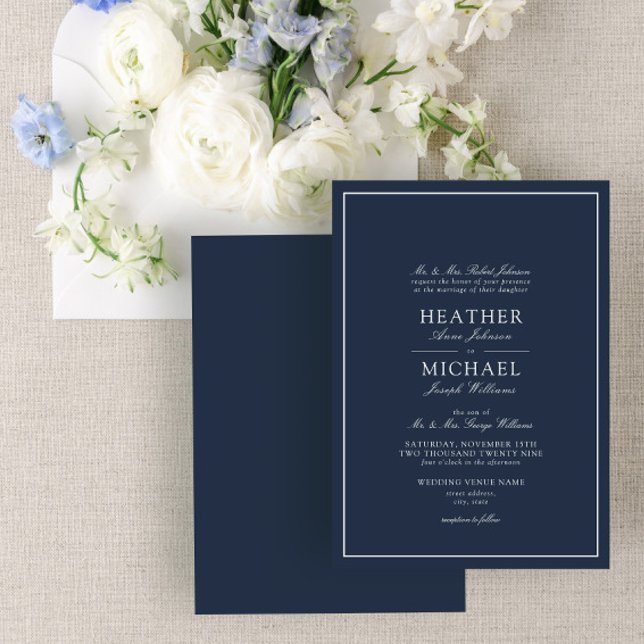 Traditionelle Hochzeit von Navy-Klassik-Schrift Einladung (Von Creator hochgeladen)