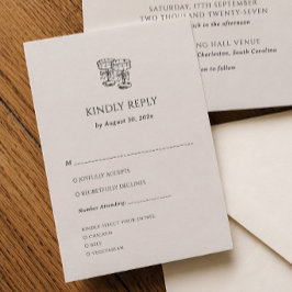 Traditionelle Hochzeits-Antwortkarte 'Old Money' Begleitkarte