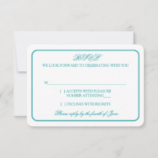 Traditionelle Hochzeits-RSVP-Antwort in Türkis und RSVP Karte