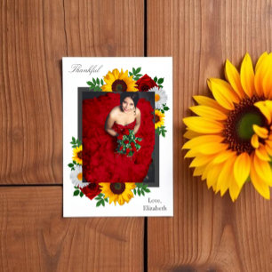 Traditionelle Hochzeitsdusche mit Blumen Dankeskarte