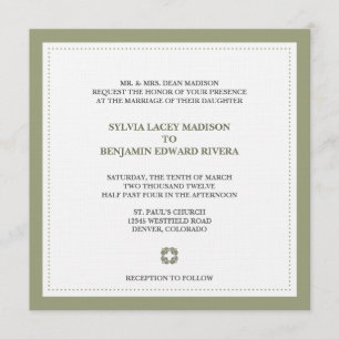 Traditionelle Hochzeitseinladung des grünen Einladung