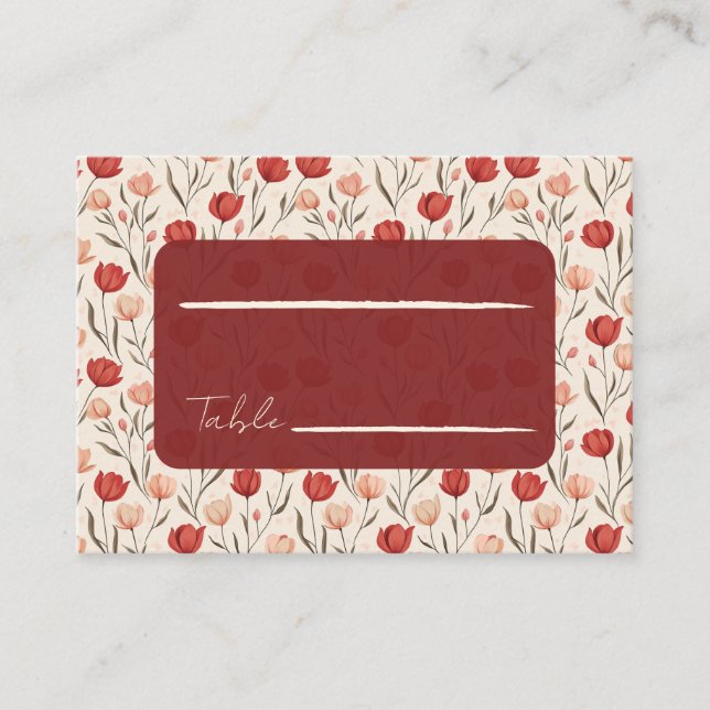 Traditionelle Hochzeitsplatzkarte Vintage Tulpe Platzkarte (Vorderseite)