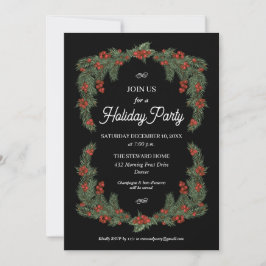 Traditionelle Holly Garland Green Red Holiday Part Einladung
