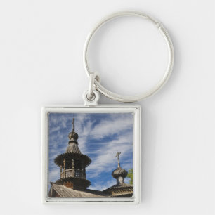 Traditionelle hölzerne russisch-orthodoxe Kirche Schlüsselanhänger