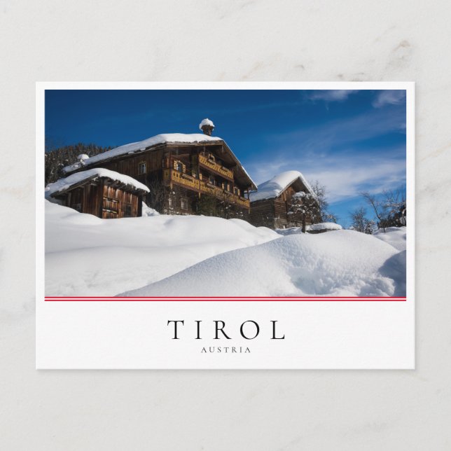 Traditionelle Holzhütten im Schnee Postkarte (Vorderseite)