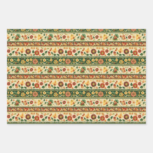Traditionelle indische Flora Geschenkpapier Set (Vorderseite)
