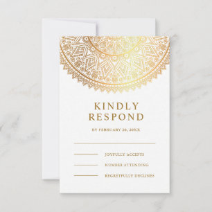 Traditionelle indische Hochzeit mit weißem Gold Ma RSVP Karte