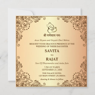 Traditionelle indische Hochzeitseinladungskarte Einladung