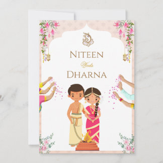 Traditionelle indische Hochzeitskarte mit süßem Ca Einladung