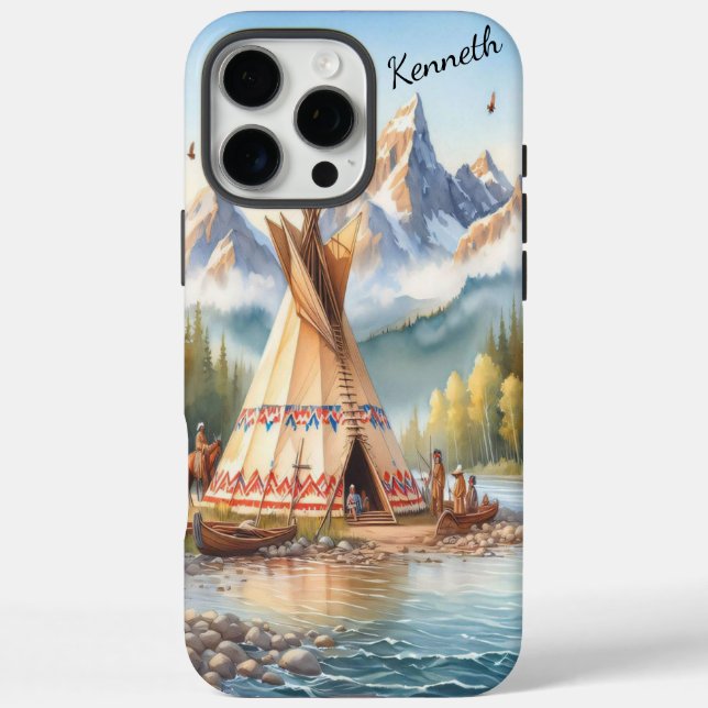 Traditionelle indische Teepee Nature Scene Digi Case-Mate iPhone Hülle (Rückseite)
