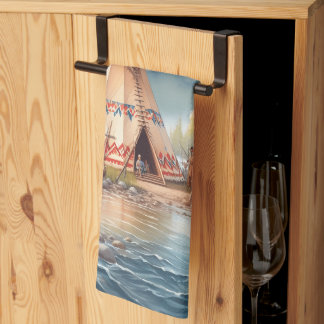 Traditionelle indische Teepee Nature Scene Digi Geschirrtuch