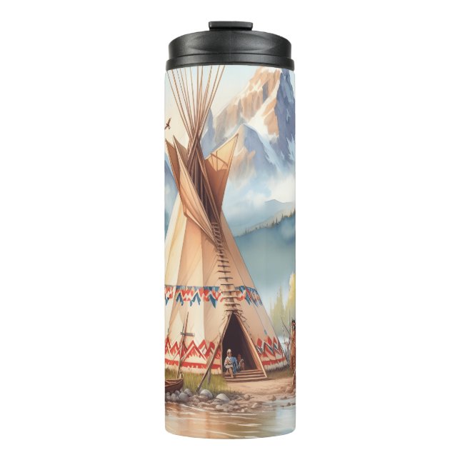 Traditionelle indische Teepee Nature Scene Digi Thermosbecher (Vorderseite)