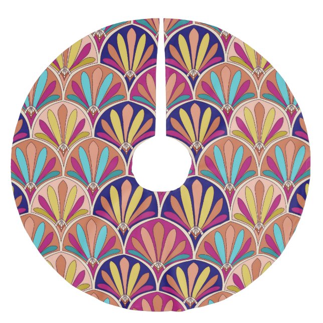 Traditionelle indische TextilIllustration Polyester Weihnachtsbaumdecke (Vorderseite)