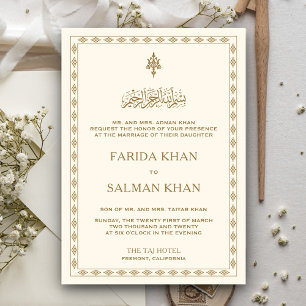 Traditionelle islamische Hochzeit mit cremefarbene Einladung